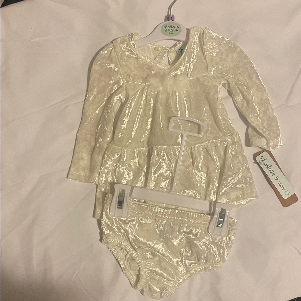 Cream Velvet Dress